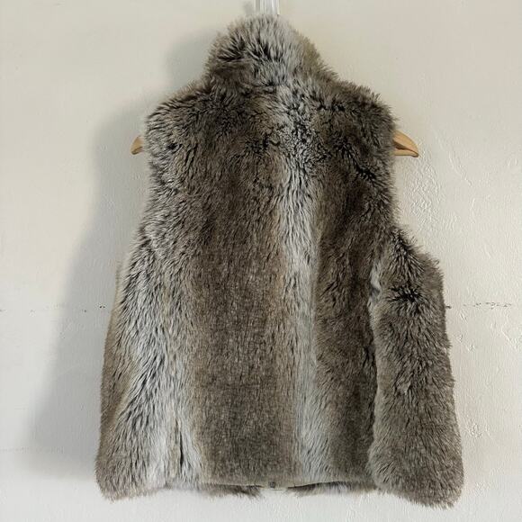 Faux Fur‎ Vest Full Zip Pockets Brown Womens Reversible Size Medium - Picture 4 of 9